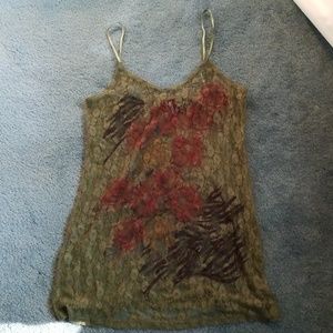 Weavers Sheer Graphic Print Tank Top